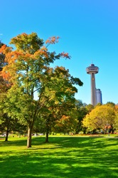 View of a park in autumn in Niagara Falls, Canada