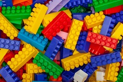 Multicolored plastic building blocks of the designer