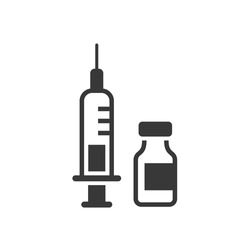 Vaccine and syringe icon. Vector illustration isolated on white.