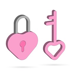 Love Couple key and Locked, Padlock Vector Illustration.