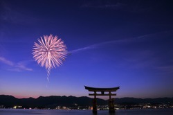 Beautiful fireworks display in Japan