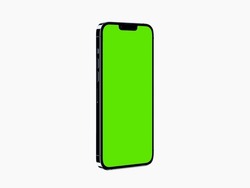 3D Green Screen mobile phone on white background.