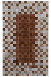 patchwork leather rug on white background