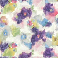 Seamless floral pattern in purple, green and blue watercolor colors. Abstract floral background.
