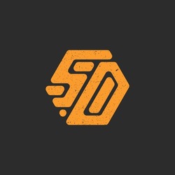 abstract initial letter SD logo in orange color isolated in black background applied for online real estate marketplace logo also suitable for the brands or companies that have initial name DS