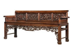 Chinese antique carved rosewood sofa furniture isolated on white