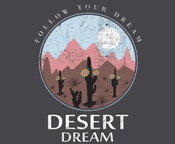 Flow your desert dream with cactus sunflower modern art vector design