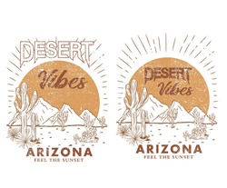 Sunrise desert vibes t-shirt design. vintage arizona vector artwork for apparel and others 