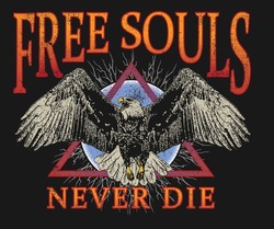 Free souls vector print design. Eagle fly artwork for posters, stickers, background and others. Rock and roll poster illustration.