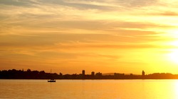 Sunset at Lake Guaíba in Porto Alegre, Rio Grande do Sul State, Brazil. May 9, 2020