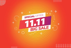 11.11 mega sale,singles daysale flyer,web banner, template.Crazy sales online.11.11 Shopping day sale poster or flyer design