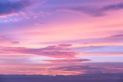 Pastel color pink and purple sky at sunset
