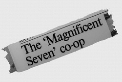 The 'Magnificent Seven' co-op - news story from 1975 UK newspaper headline article title