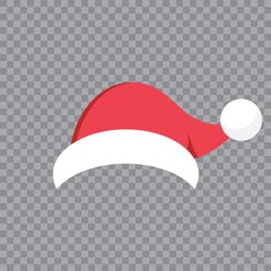 Christmas illustration with red santa hat on transparent background.