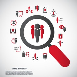 Human resources - conceptual background with human resource related icon set.