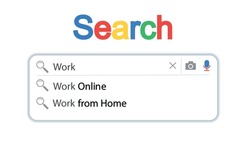 Vector creative design element of the search bar for the user interface with text about job search online or at home. Template for search forms.