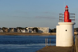 The lighthouse with view on the city in Quiberon