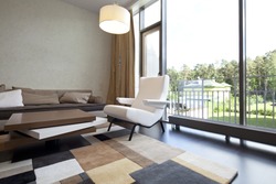 Interior designer living room with a view