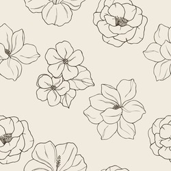 Hand drawn flowers seamless pattern