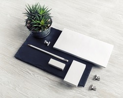 Blank stationery and corporate identity template. Responsive design mockup.