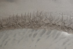 drawing in the sand at low tide