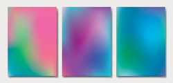 Colorful and blurred gradient template. Design template posters or businesscards. Set of three.