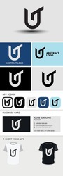 Vector Abstract Pencil Modern Geometric Business Logo Concept with businesscard, t-shirt design, app icons in multiple colors. 
Logo presentation with multiple mockups template.