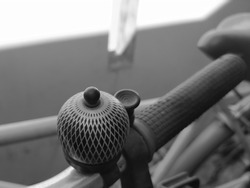 horn on the bike in black and white