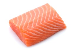 Raw Salmon Filet Isolated On White