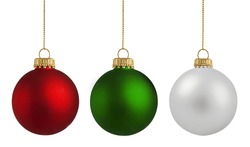 Christmas balls over white background