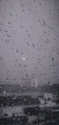 rainy city glass dew photo