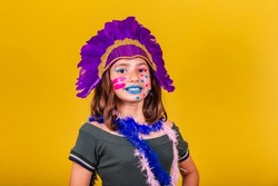 caucasian, brazilian child dressed for carnival.