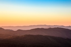 Blurry soft View peak colorful twilight mist morning mist down in the mountain Doi Inthanon National park Chiangmai,Thailand