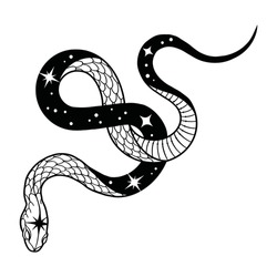 Black Snake vector illustration for tattoo design.