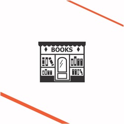 Bookstore vector grey icon on white background. Bookstore symbol stock   illustration. Business picture.