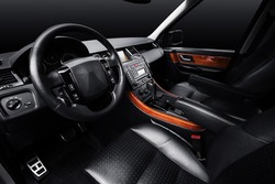 Luxury car leather interior, black studio background