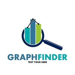 Graph Finder vector logo template. This design use magnifying glass symbol. Suitable for analysis, evaluate, business.