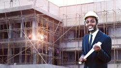 African architects engineer manager is working together in the construction building site