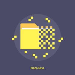 Data loss, software error - isolated flat vector illustration.