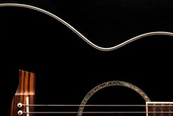 Detail of an acoustic black guitar