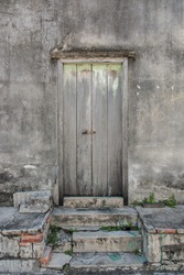 Old wooden door  at old town : Songkhla province Thailand