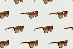 Leopard cat eye sunglasses pattern background.