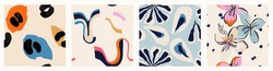 Modern colorful patterns. Hand drawn trendy abstract illustrations. Creative collage seamless patterns. 