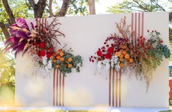 Wedding backdrop,Beautiful flowers background and wedding decoration for wedding scene. 