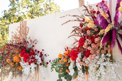Wedding backdrop,Beautiful flowers background and wedding decoration for wedding scene. 