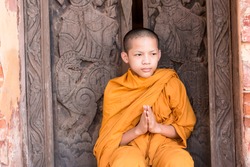 Novices monk at temple .Luang Prabang