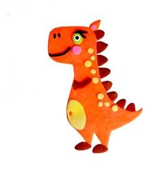 Cute cartoon handmade clay sweet cartoon orange bright lovely adorable dinosaur prehistoric animal predator tyrannosaurus. 