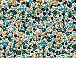 solid multicolor small flowers with dominant Tosca and yellow tones illustration vector full all-over textile design digital image
