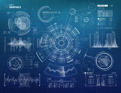 Infographics Vector Elements Set for HUD Sci Fi Interfaces