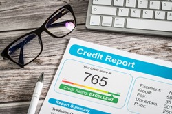 report credit score banking borrowing application risk form document loan business market concept - stock image